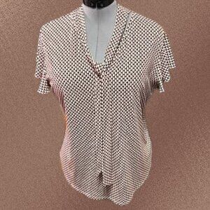 Adrianna Papell printed flutter sleeve tie-neck top